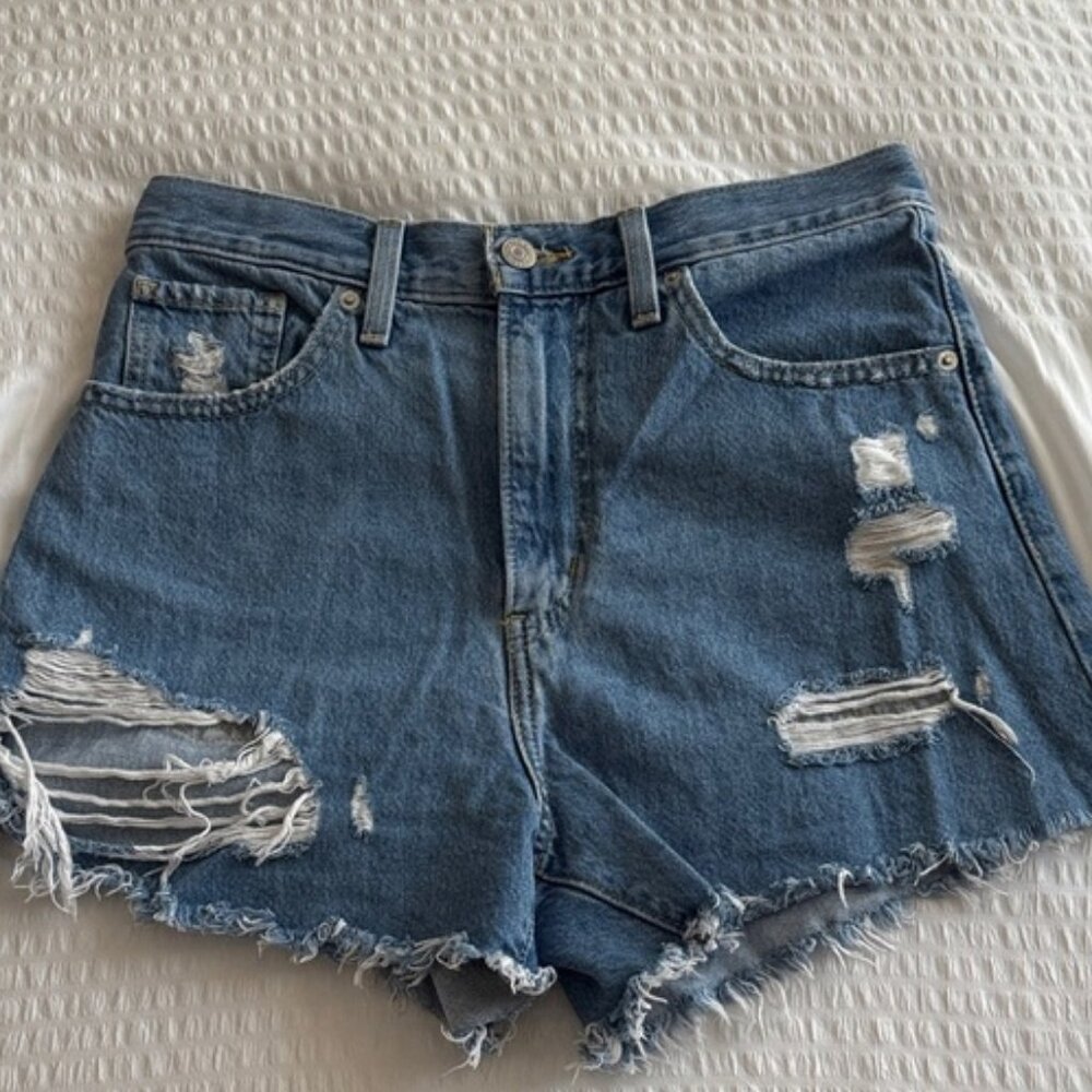 Classic Blue Ripped Jean Shorts